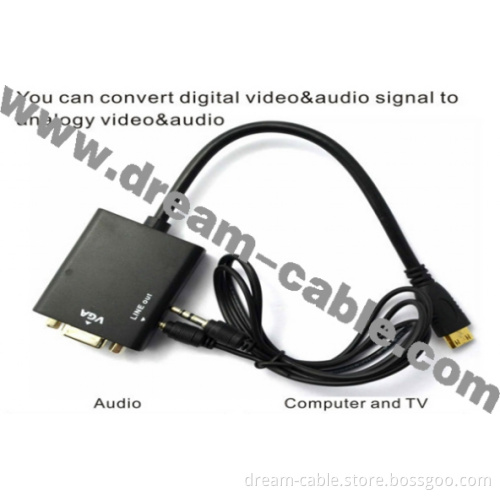 Convert Mini HDMI to VGA and Audio Cable (YTX17)
